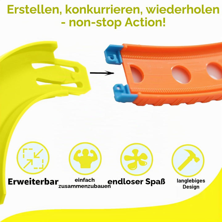 8 Stück Gebogene Schienenstücke Kompatibel mit Hot Wheels Spielzeugautos, ABS Rennstreckenverbinder