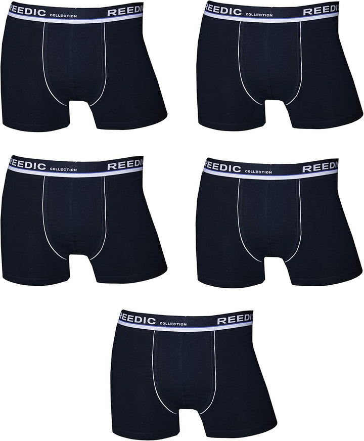 Reedic Herren Boxershorts Baumwolle 5er Pack, Grösse X-Large (XL), Farbe je 5X dunkelblau