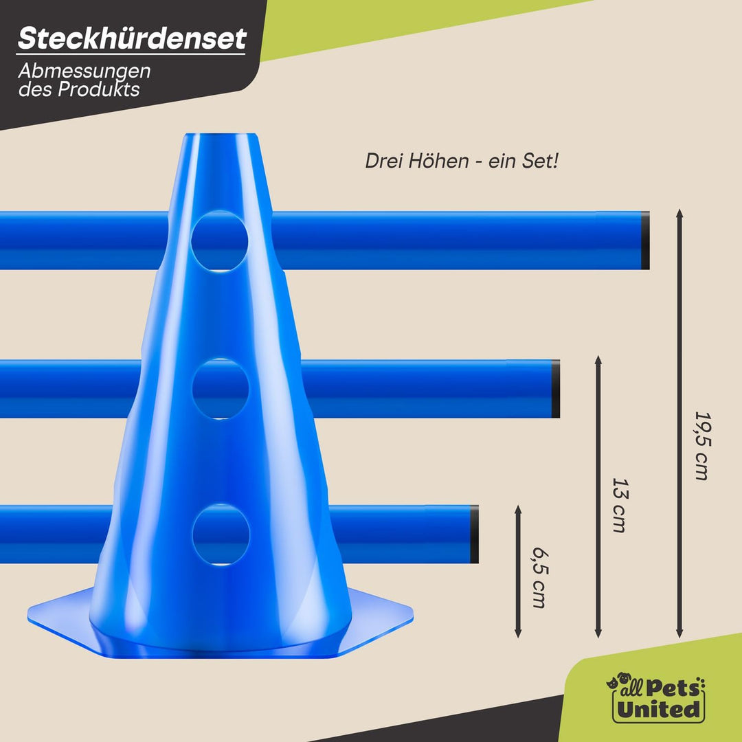 Steckhürden Set für Hunde; Agility Trainingszubehör für Hunde & Pferde; Hürdenset mit Stange & Hütch
