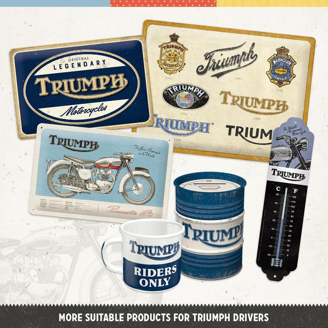 Nostalgic-Art Retro Wanduhr, Ø 31 cm, Triumph – Original – Geschenk-Idee für Biker, Original Lizenzp