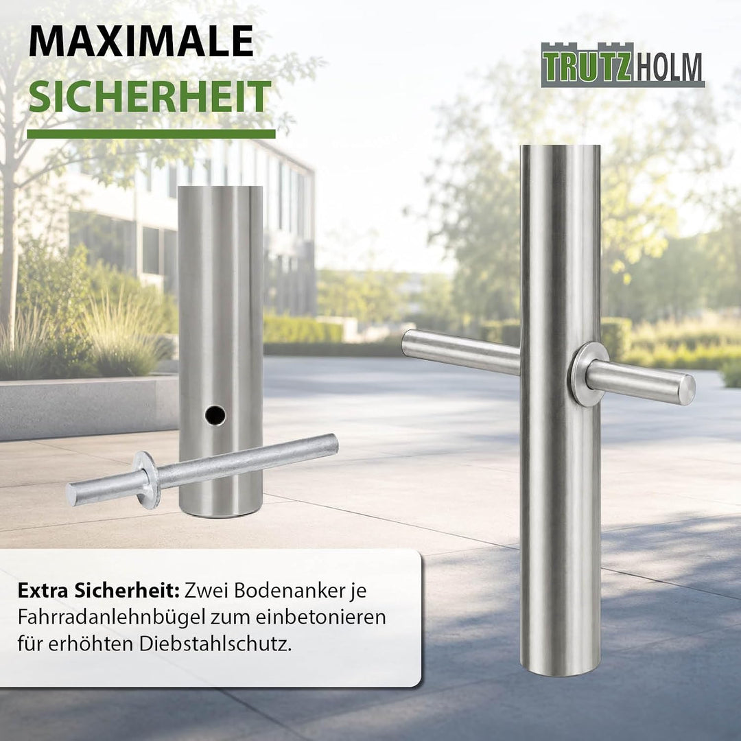 TRUTZHOLM Fahrradanlehnbügel Edelstahl 115x58 cm HxB Ø 60mm Fahrradständer Anlehnbügel Anlehnständer