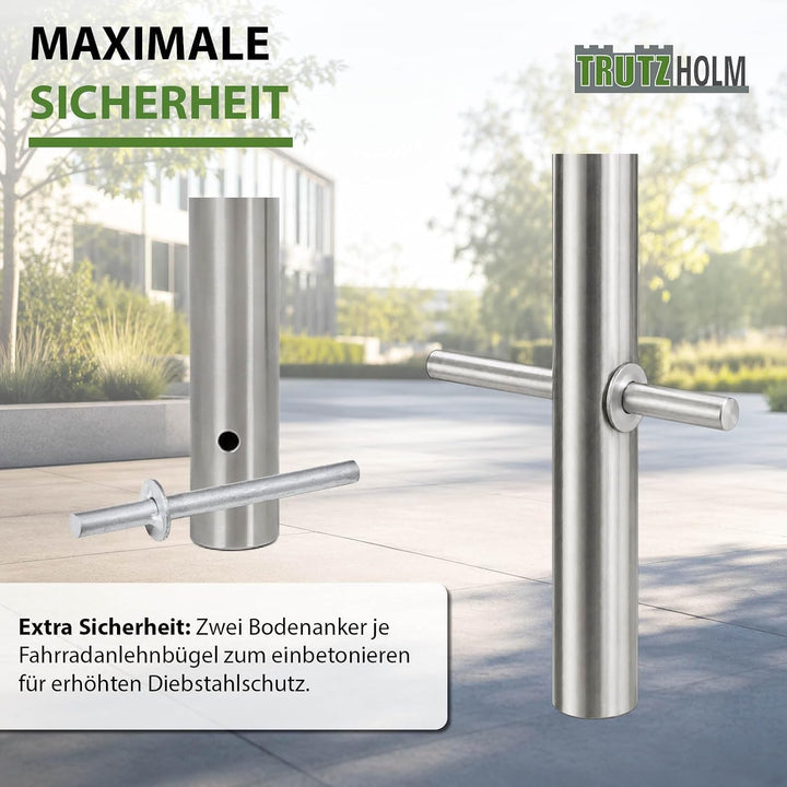 TRUTZHOLM Fahrradanlehnbügel Edelstahl 115x58 cm HxB Ø 60mm Fahrradständer Anlehnbügel Anlehnständer