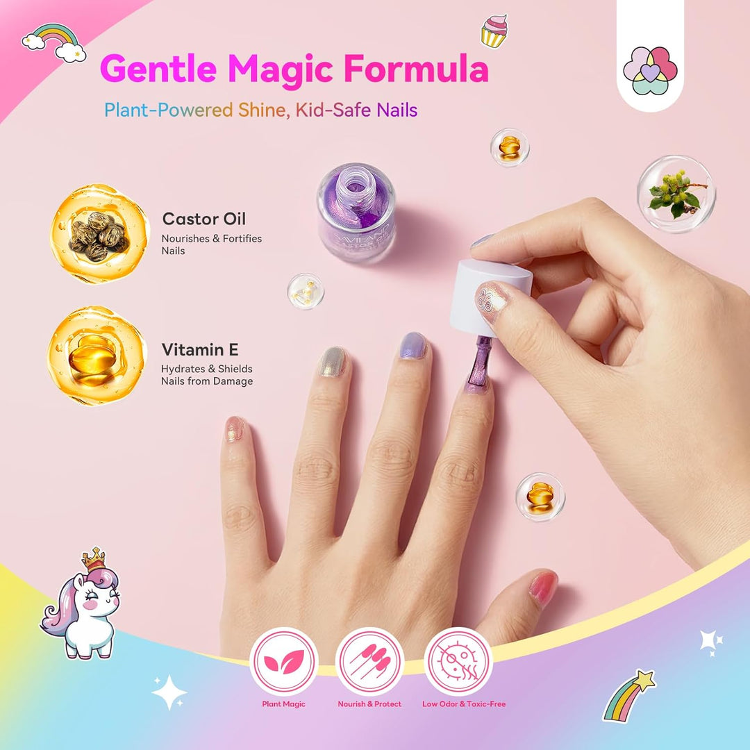 SAVILAND Nagellack Set auf Wasserbasis Peel Off Ngellack Mädchen Ungiftig Kit Pflanzlicher Nagellack