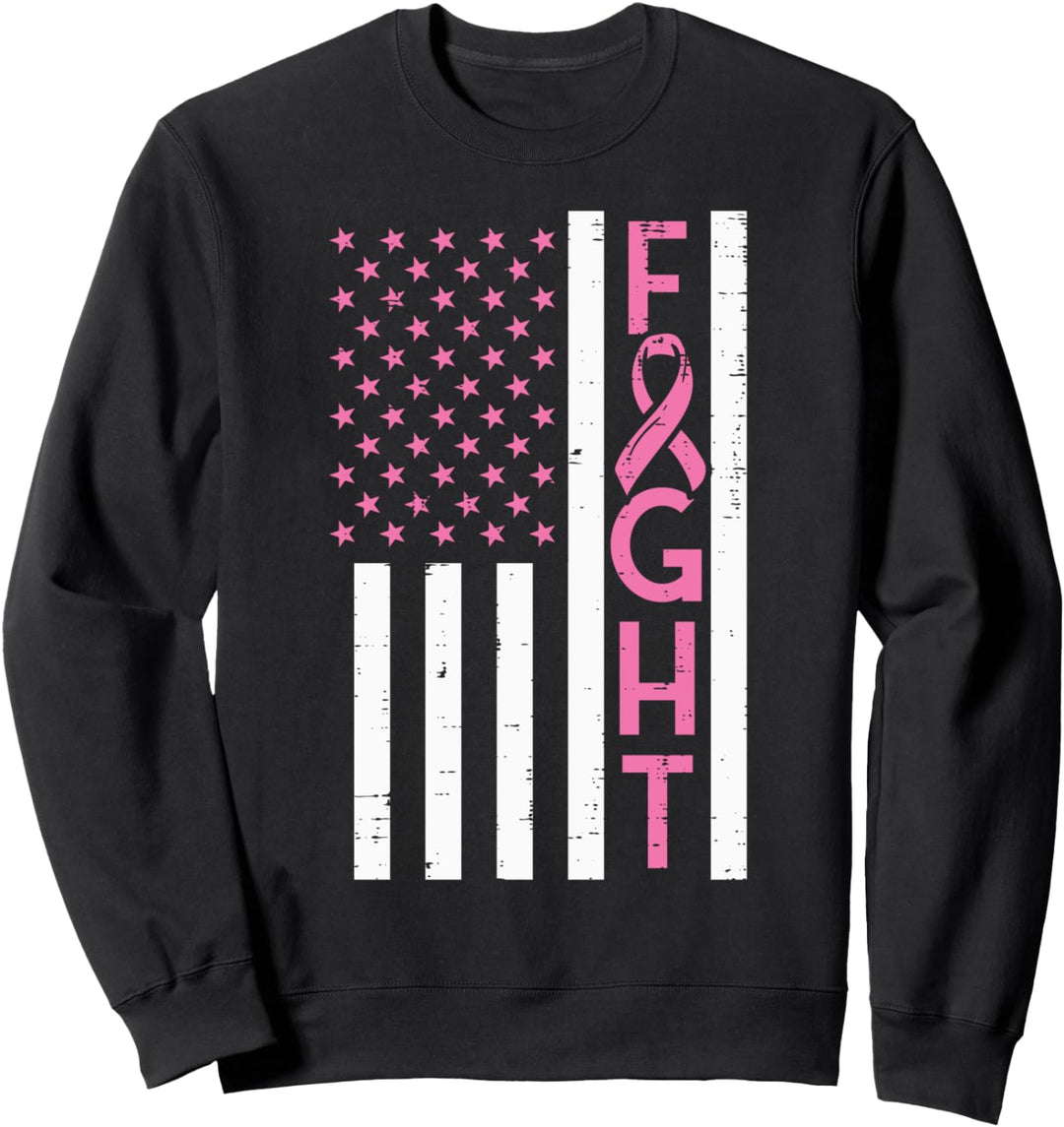 US-Flagge Pink Ribbon Fight Breast Cancer Awareness Patriotisch Sweatshirt