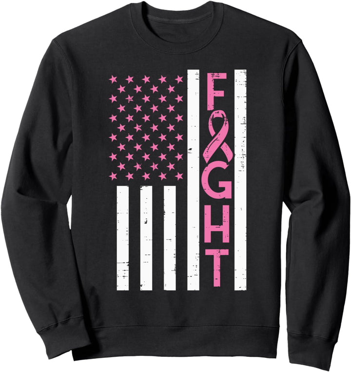 US-Flagge Pink Ribbon Fight Breast Cancer Awareness Patriotisch Sweatshirt