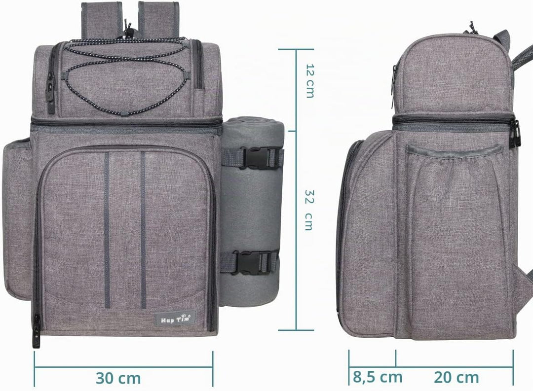 Hap Tim Picknickkorb für 2, 2 Personen Picknick-Rucksack mit Weinhalter, Fleecedecke, Besteck-Set, p