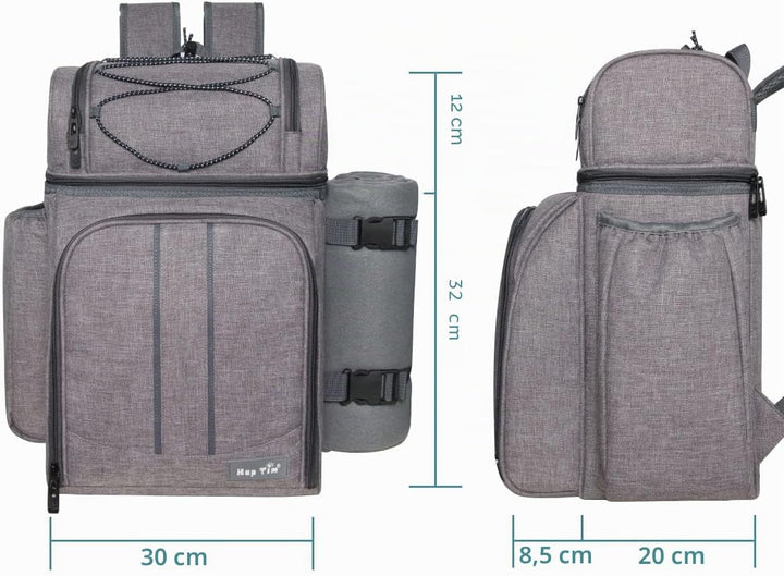 Hap Tim Picknickkorb für 2, 2 Personen Picknick-Rucksack mit Weinhalter, Fleecedecke, Besteck-Set, p