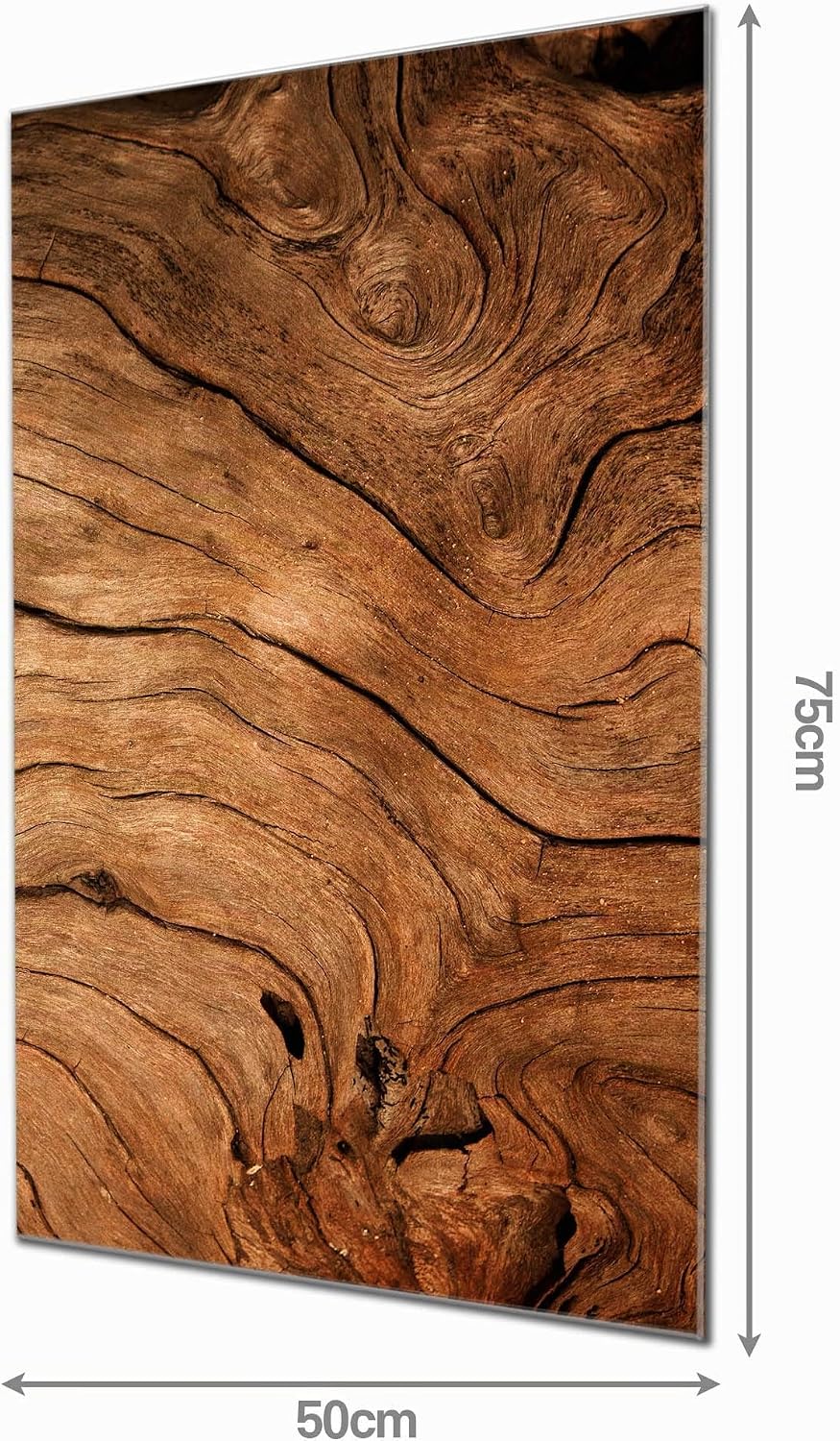 banjado® Glas Magnettafel mit 4 Magneten - Magnetwand 50x75cm mit Motiv Trockenes Holz - Memoboard/P