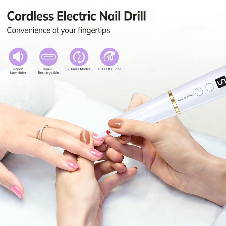 Kabellos Tragbar Nagelfräser Professional 12 in 1 Electric Nail Drill Machine USB Wiederaufladbare E