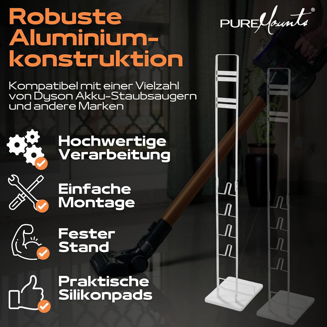 PureMounts, Staubsauger Standfuss kompatibel mit Dyson V6 Pro, V7, V8, Absolute, V10 Total Clean, To