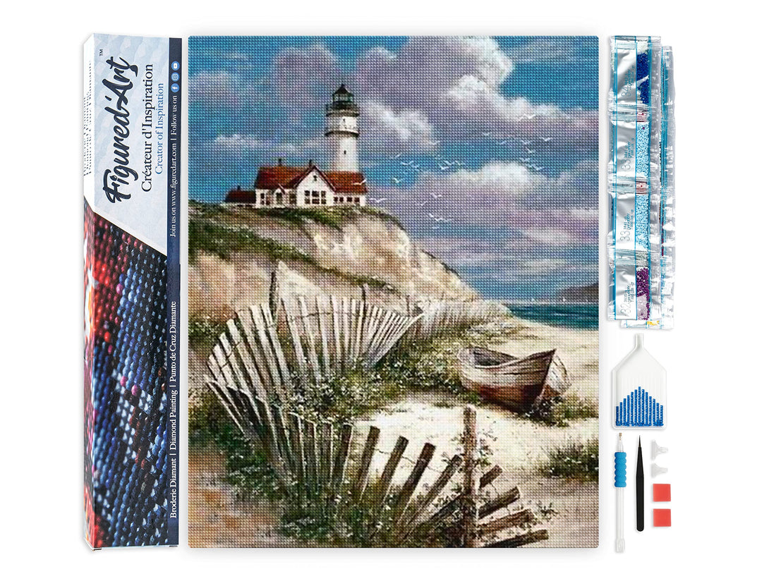 Figured'Art Diamond Painting Erwachsene 40x50cm Ganze Leinwand gerollt Haus an der Küste 5D Bilder E