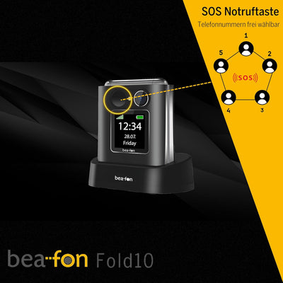 Beafon, silverline, Fold10, Klapphandy, SOS Notruftaste, XL Farbinnendiplay 2,2" (5,58cm), XL Farbau