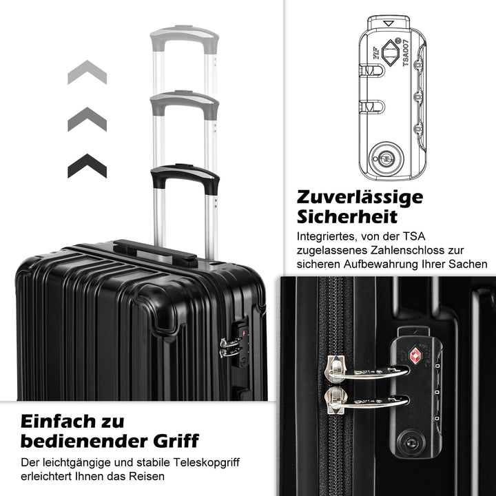 COOLIFE Hartschalenkoffer Rollkoffer Reisekoffer Handgepäck, PC+ABS-Material leicht, mit TSA-Schloss