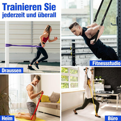 Fokky Resistance Bands Set mit 4 Widerstandsstufen, Fitnessbänder mit Türanker, Griffen, Schutzhülle