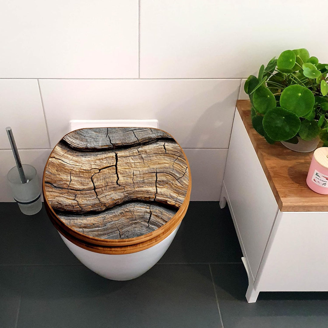 banjado Design WC Sitz Bambus Absenkautomatik 45,8x37,5cm - Toilettendeckel mit Absenkautomatik Holz