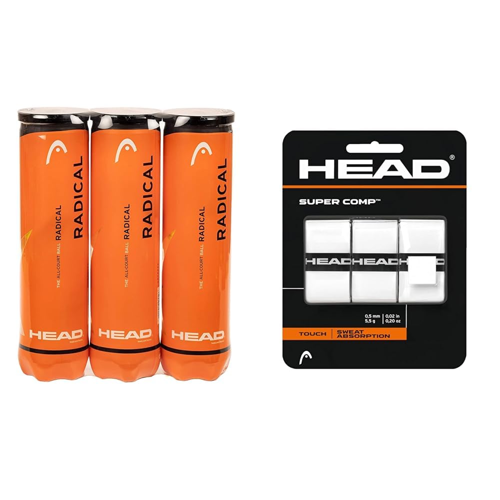Head Radical Tennisball (3 x 4 Stück) Bundle mit Griffband, Bundle mit Griffband