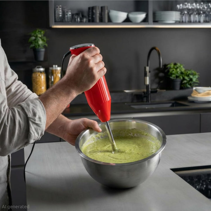 bamix Stabmixer Set M350 MAXX inkl. Multifunktions-, Fleisch-, Gemüsemesser, Quirl, Schlagscheibe au