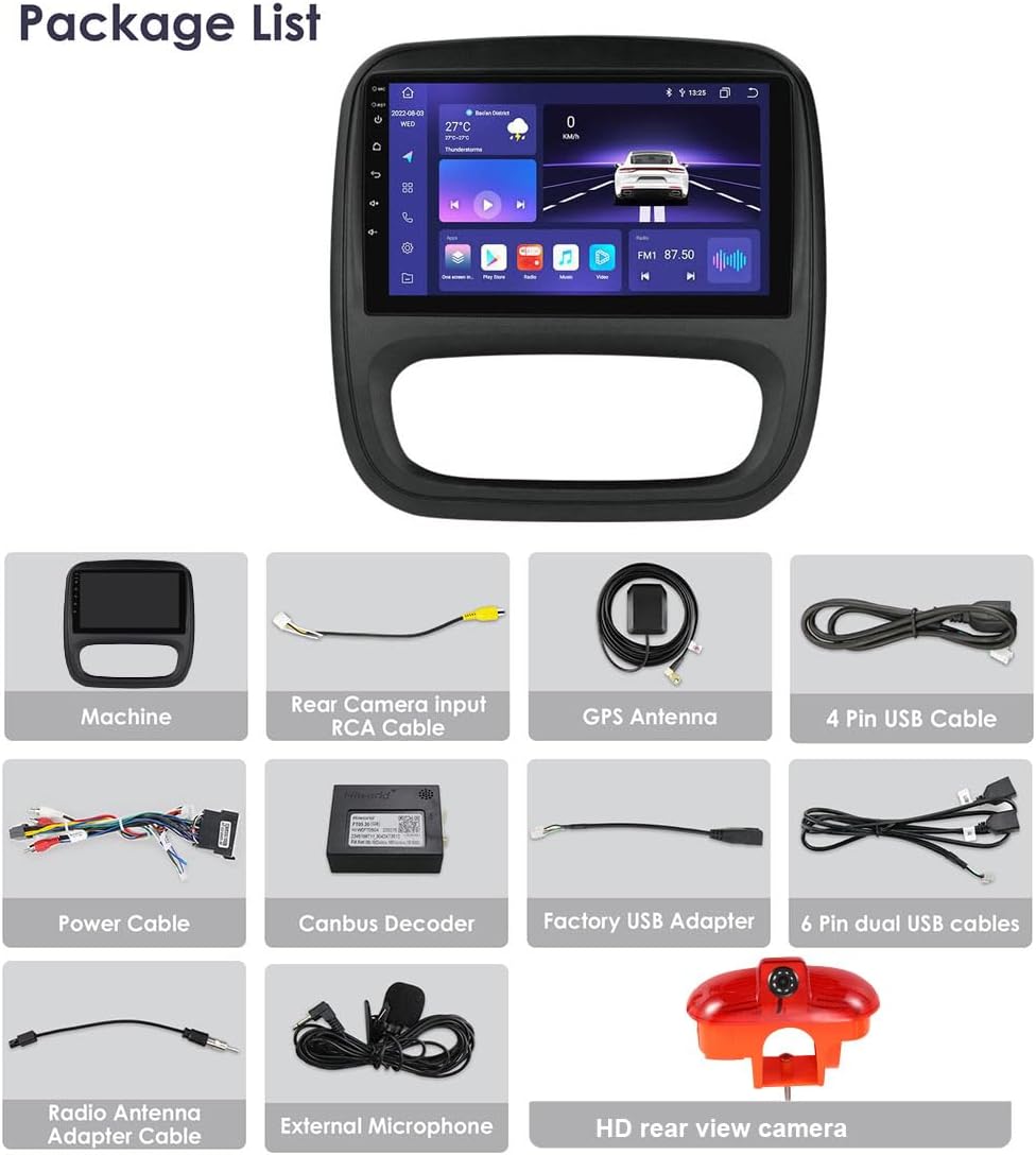 9 Zoll Carplay/Android Autoradio GPS Navigation+HD Nachtsicht Auto Rückfahrkamera, Ersatz für Vauxha