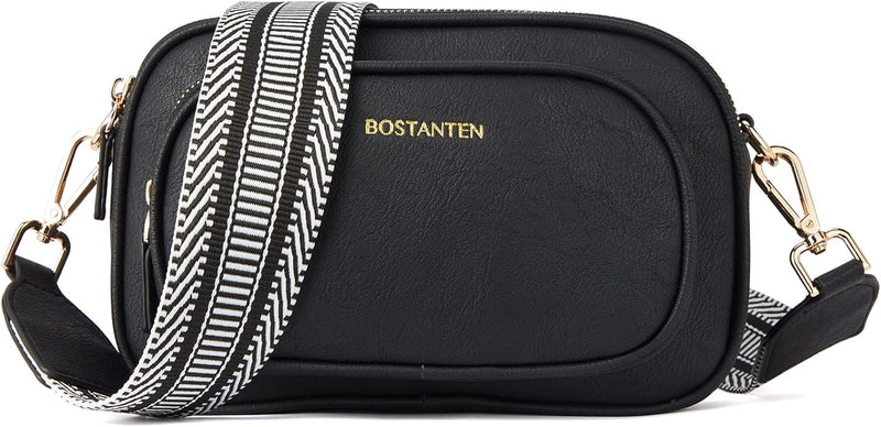 BOSTANTEN Damen Handy Umhängetasche, PU Leder Crossbody Schultertasche, Umhängetasche mit Breitem Gu