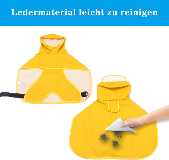 WUFANC Hunderegenmantel, Regenmantel Hund Wasserdicht mit Transparenter Kapuze, Regenjacke Hund mit