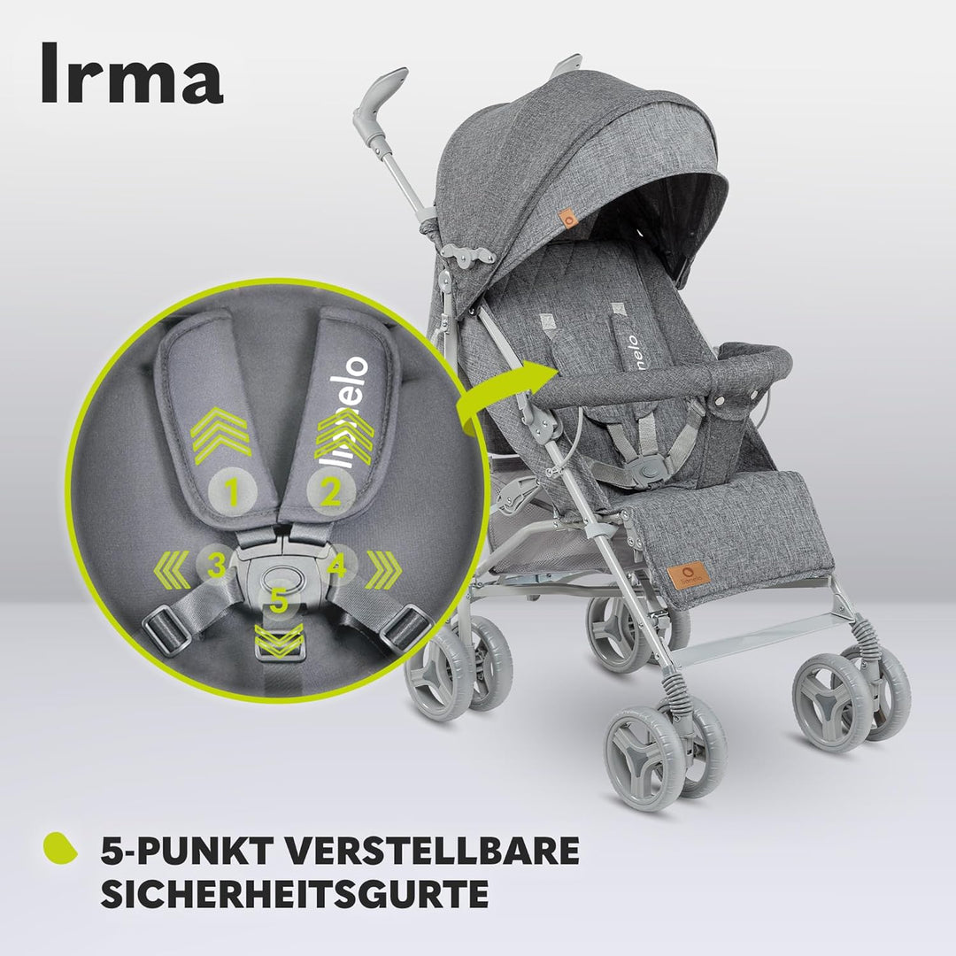 LIONELO Irma Kinderwagen bis 15 kg, Kinderwagen, leichter moderner Kinderwagen mit Liegefunktion, fa