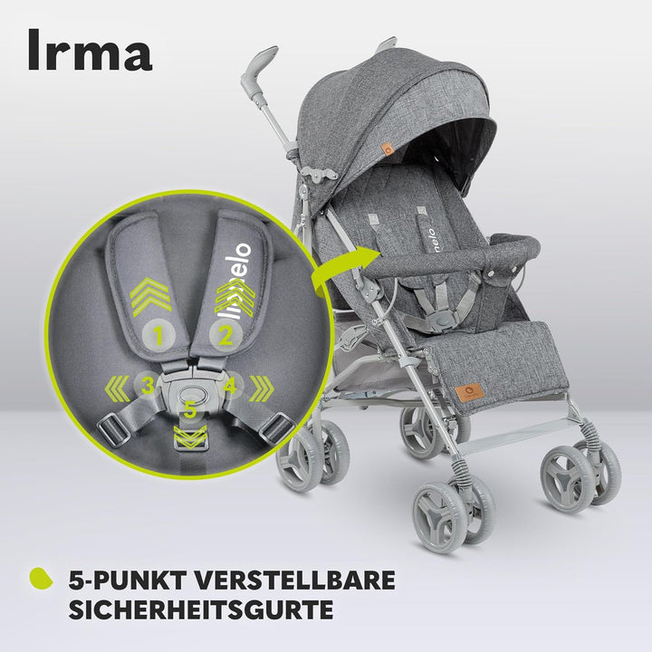 LIONELO Irma Kinderwagen bis 15 kg, Kinderwagen, leichter moderner Kinderwagen mit Liegefunktion, fa