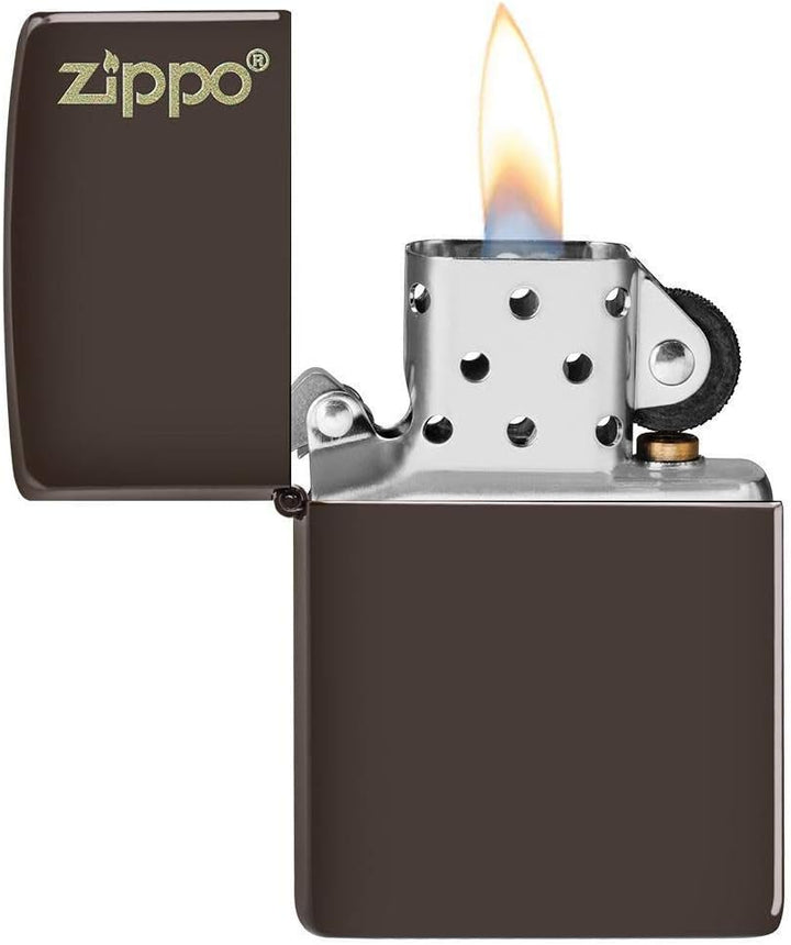 Zippo Sturmfeuerzeug - Logo, Brown, Color Image - Nachfüllbar - Wiederverwendbar - Windfestes Design