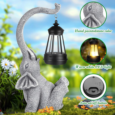 Linkax Geschenke für Frauen Mama Oma, Solar Gartenfiguren Elefant Gartendeko für Draussen, Solarlamp