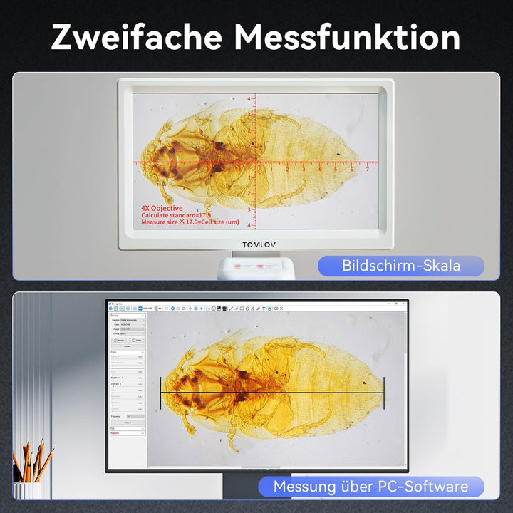 TOMLOV DM301 Pro Biologisches Mikroskop 1200X: 7" Digital Mikroskop mit HDMI-Ausgang für Erwachsene