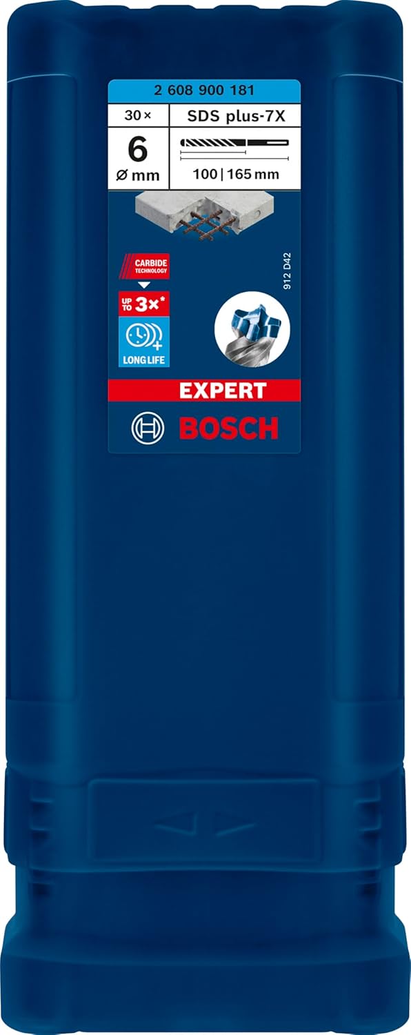 Bosch 30x EXPERT SDS plus-7X Hammerbohrer (für Weichgestein, Harter Stein, Ø 6,00 mm, Professional Z