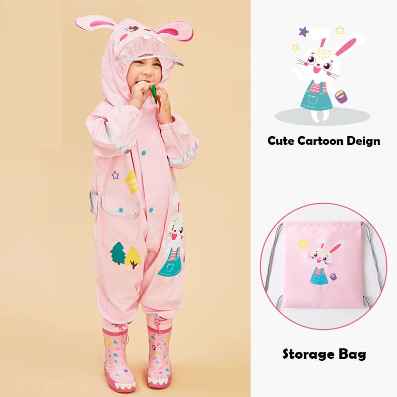 Fewlby Regenanzug Kinder, Regenjacke Einteilig Regenmantel mit Kapuze Regenponcho Jungen Mädchen Was