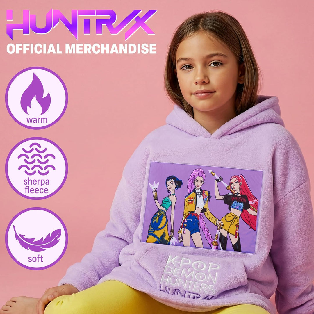 KPop Demon Hunters Offiziell Hoodie Mädchen Teenager 6-14 Jahre, Weicher Oversize Poncho Mit Känguru