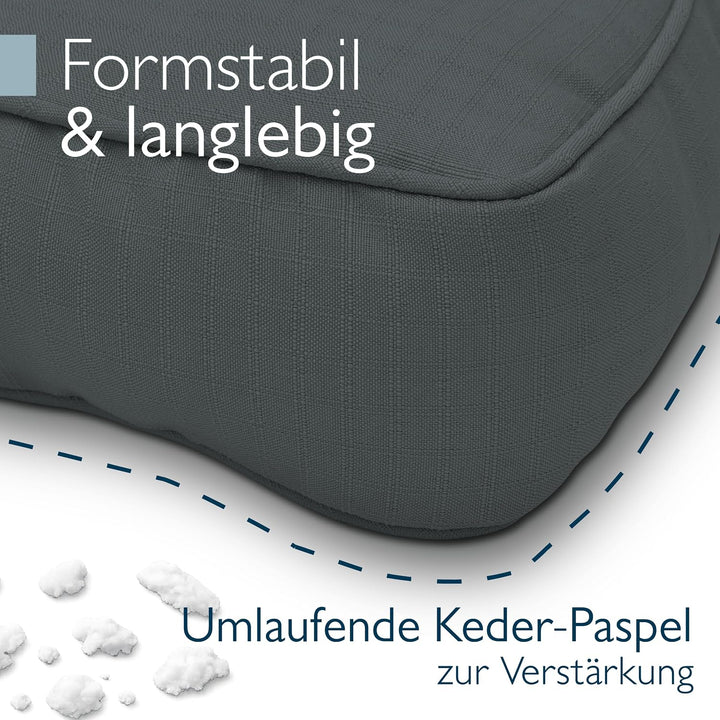 Beautissu Lounge Kissen Outdoor 70x70 cm Anthrazit – Bequemes Sitzkissen Gartenstuhl 10 cm dick Sitz