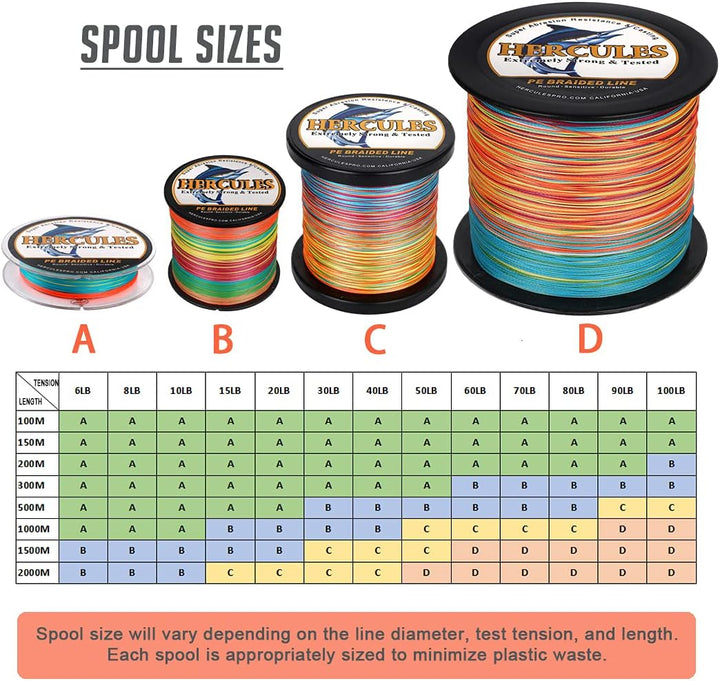 HERCULES Super Cast 100m - 2000m 109-2196 Yards Geflochtene Angelschnur 6lb - 100lb Test für Salzwas