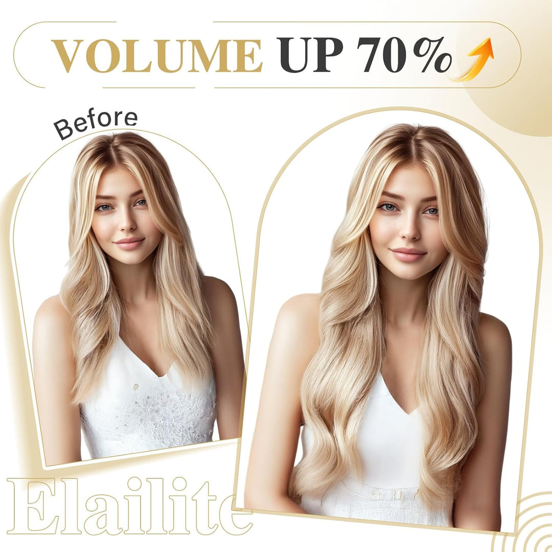 Elailite Clip in Extensions Echthaar Haarteile 100% Remy Haar Haarverlängerung Doppelt 8 Tressen dic