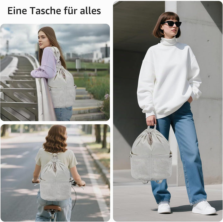 Gross Turnbeutel Kordelzug, Wasserdicht Nylon Sportbeutel Gym Bag, Sportrucksack Mit Innentasche/Aus