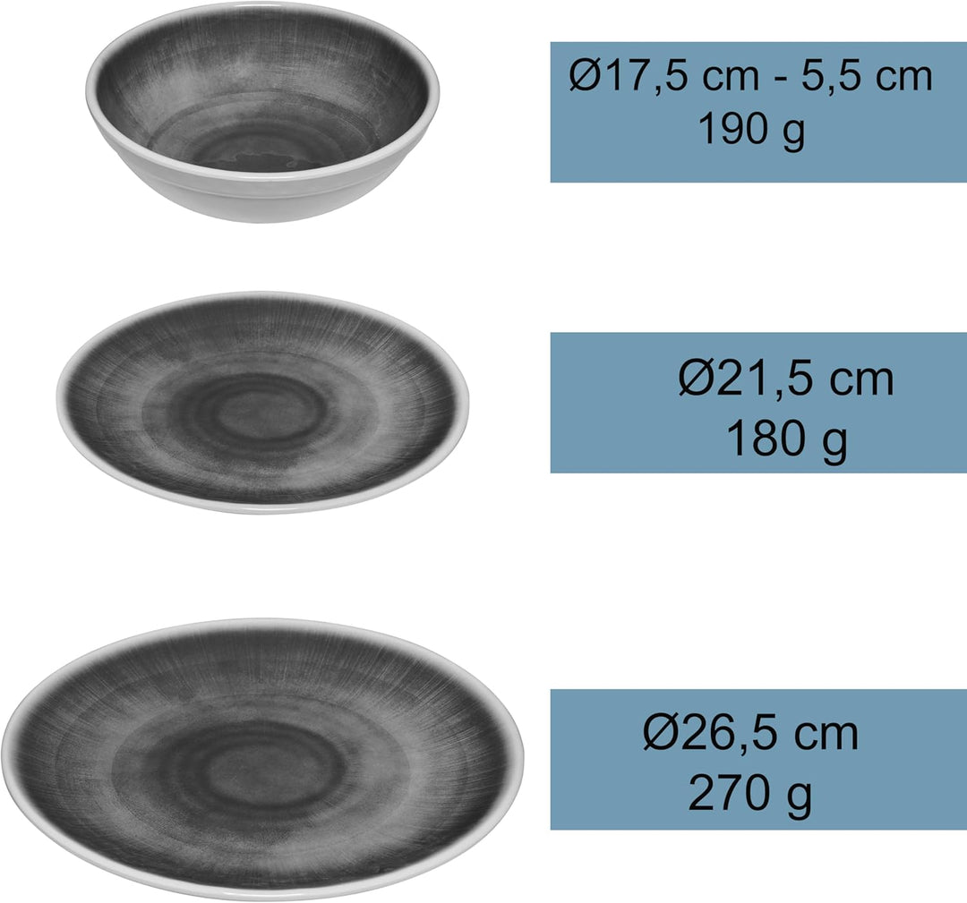 Melamin Camping Geschirrset für 4 Personen - 16 Teile - Campinggeschirr - blau- elegant Essgeschirr