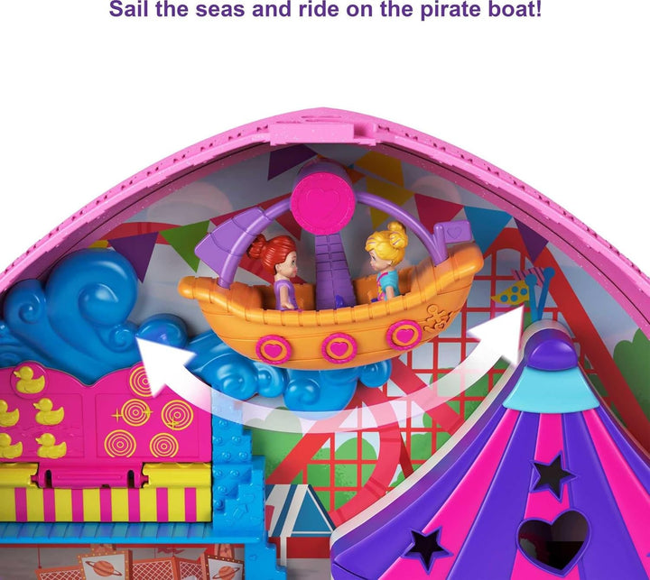 Polly Pocket GKL60 Klein – ganz gross“ Freizeitpark Rucksack mit verstellbaren Trägern, 2 kleinen Pu