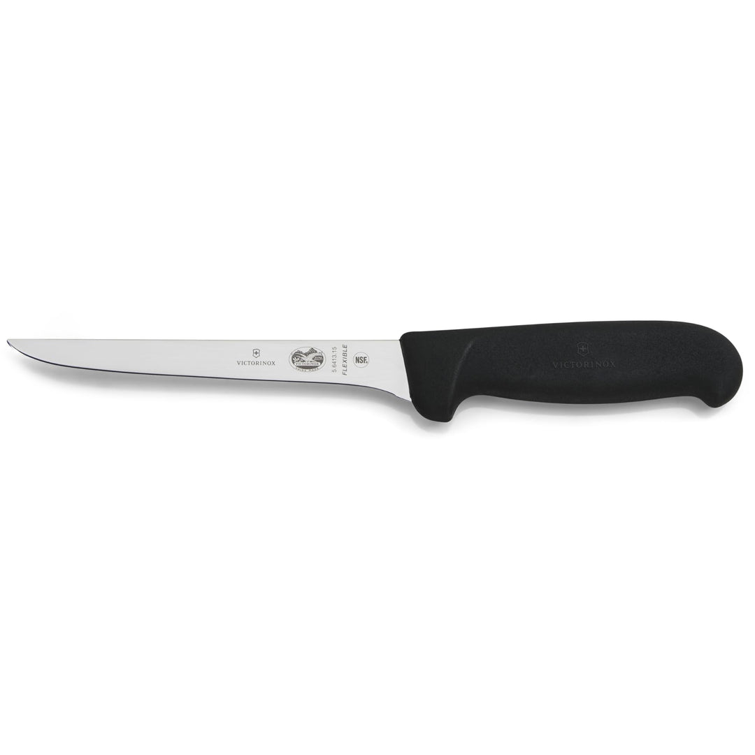 Victorinox Fibrox Ausbeinmesser, Scharfes Küchenmesser für Fleisch und Geflügel, 15 cm, Gerade Kling