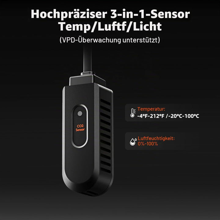 Spider Farmer 15cm Inline Kanalventilator mit Temperatur- und Luftfeuchtigkeitskontrolle Belüftung A
