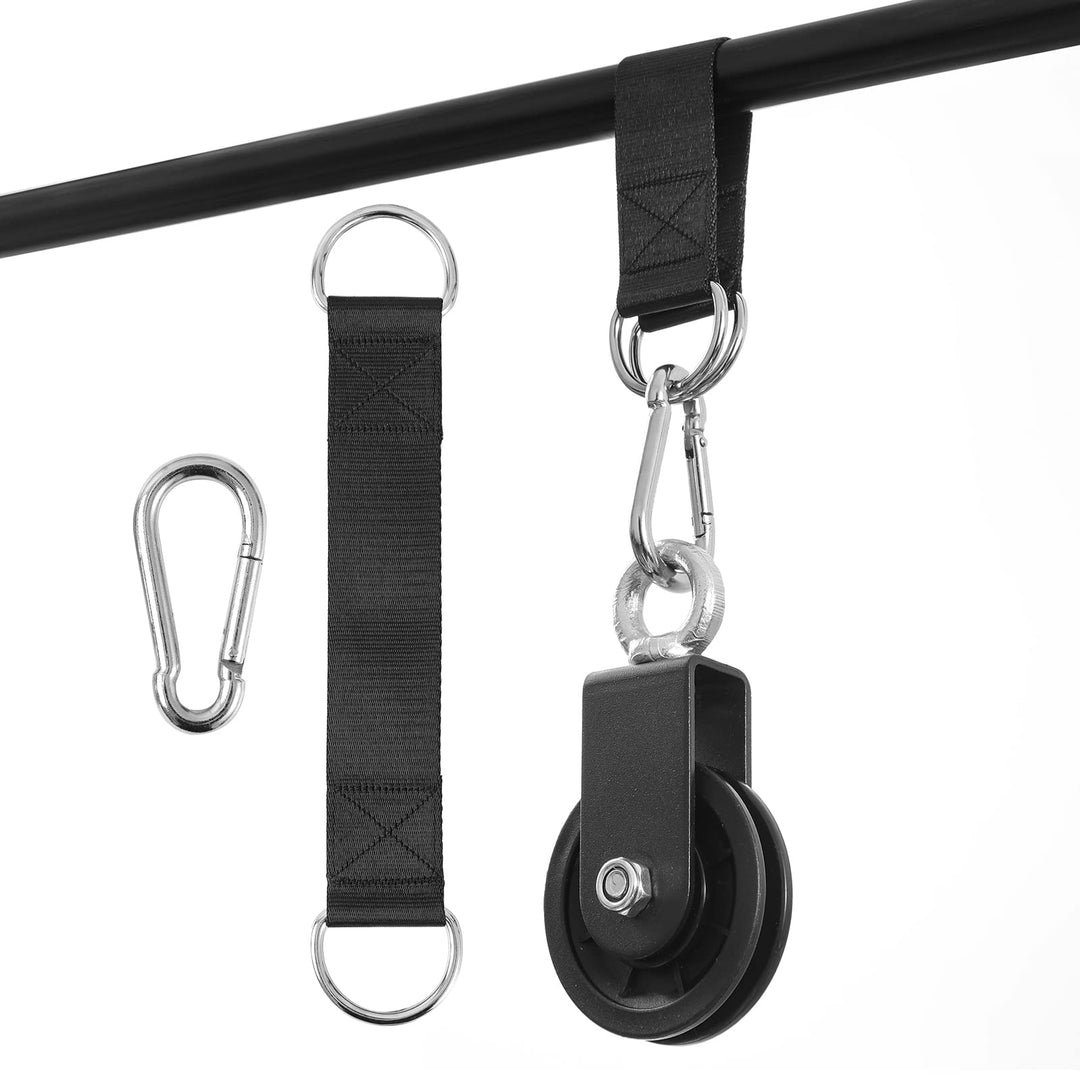 Gym Pulley System 90mm Pulley Wheel with 2 Hanging Strap Carabiner, Fitness Swivel Pulley Wheel for
