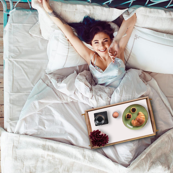 Relaxdays Betttablett Bambus, faltbar, Serviertablett für Frühstück im Bett mit klappbaren Beinen al