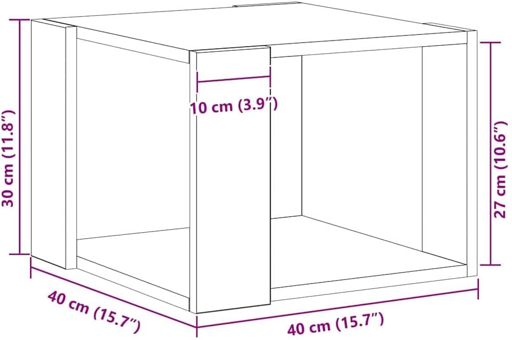 vidaXL Couchtisch Schwarz Eichen-Optik 40 x 40 x 30 cm Holzwerkstoff, Stilvoller Couchtisch für das