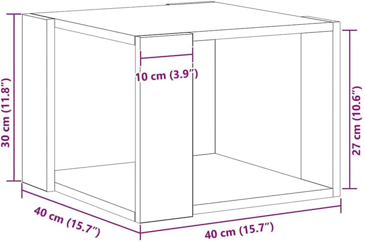 vidaXL Couchtisch Schwarz Eichen-Optik 40 x 40 x 30 cm Holzwerkstoff, Stilvoller Couchtisch für das