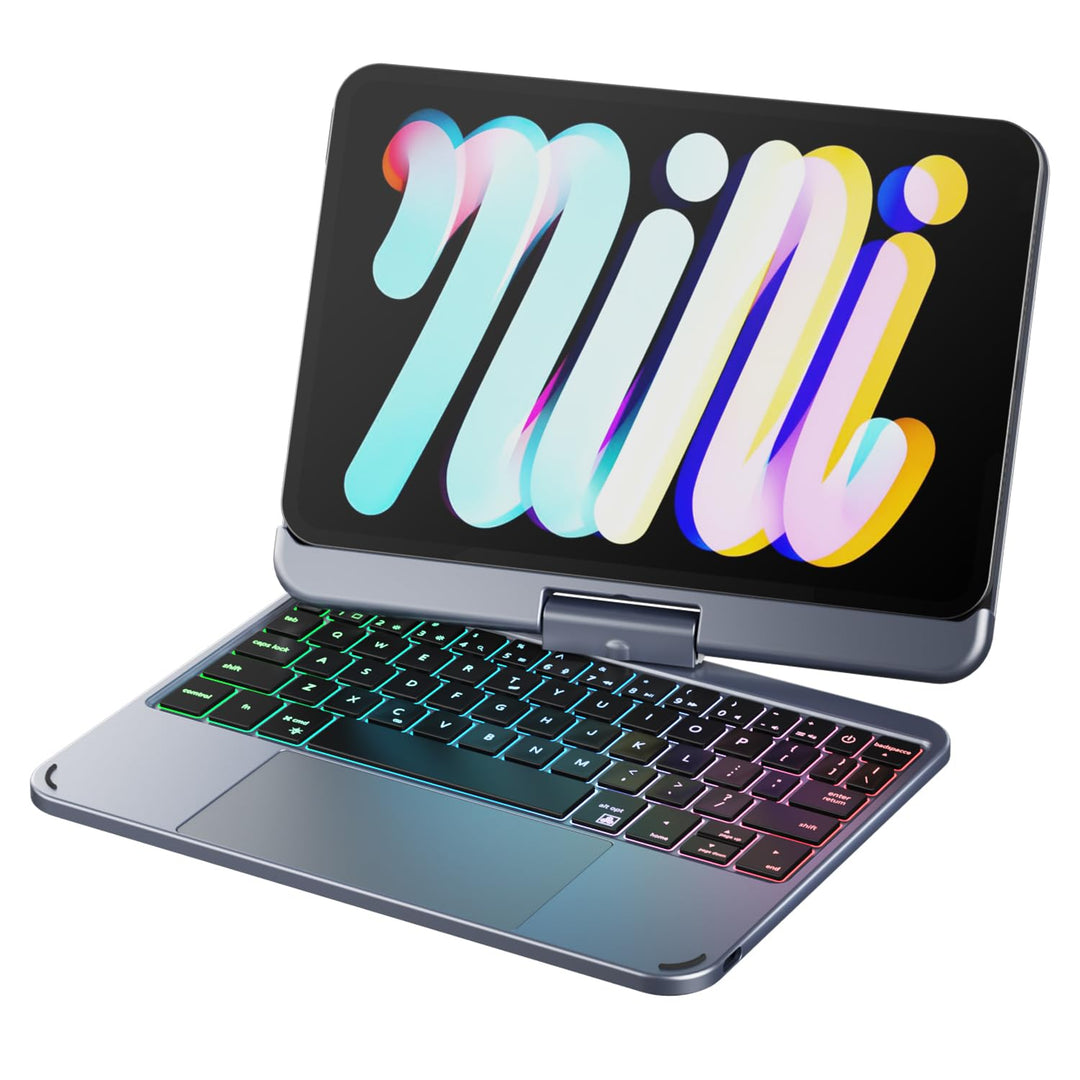 doqo iPad Mini 6 Hülle mit Tastatur: 2021 8,3 Zoll 6. Generation, Touchpad 7 Farben kabellose Tastat