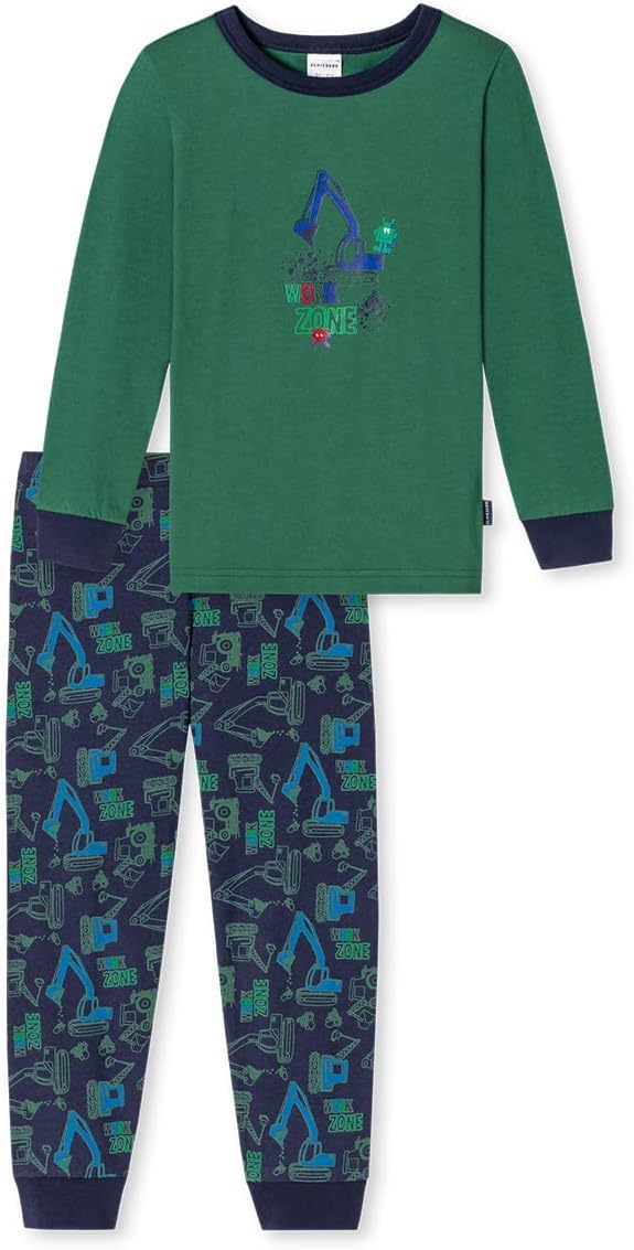 Schiesser Jungen Langer Schlafanzug-Organic Cotton Pyjamaset 116 Grün I, 116 Grün I