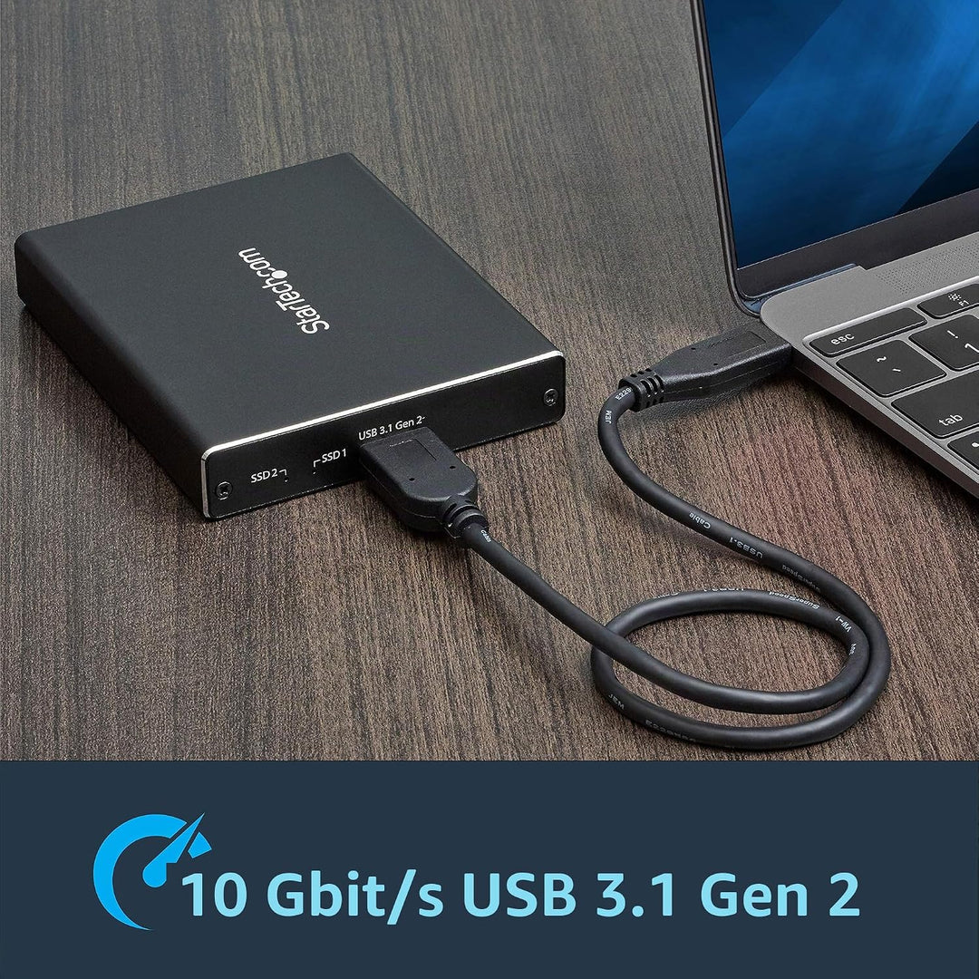 StarTech.com SSD Festplattengehäuse für zwei M.2 Festplatten - USB 3.1 Type C - USB C Kabel - USB 3.