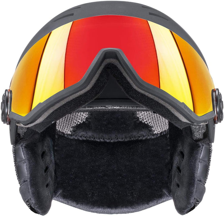 uvex Wanted Visor Visier Skihelm - Navy mat black mat 54-58 cm Bundle mit Skihelm-black-56-58cm, bla
