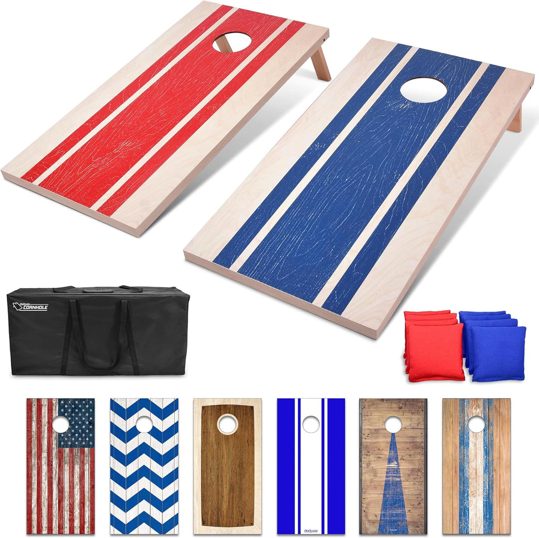 GoSports Classic Cornhole Set - Enthält 8 Sitzsäcke, Reisetasche und Spielregeln (Stilwahl), 1,2 x 6