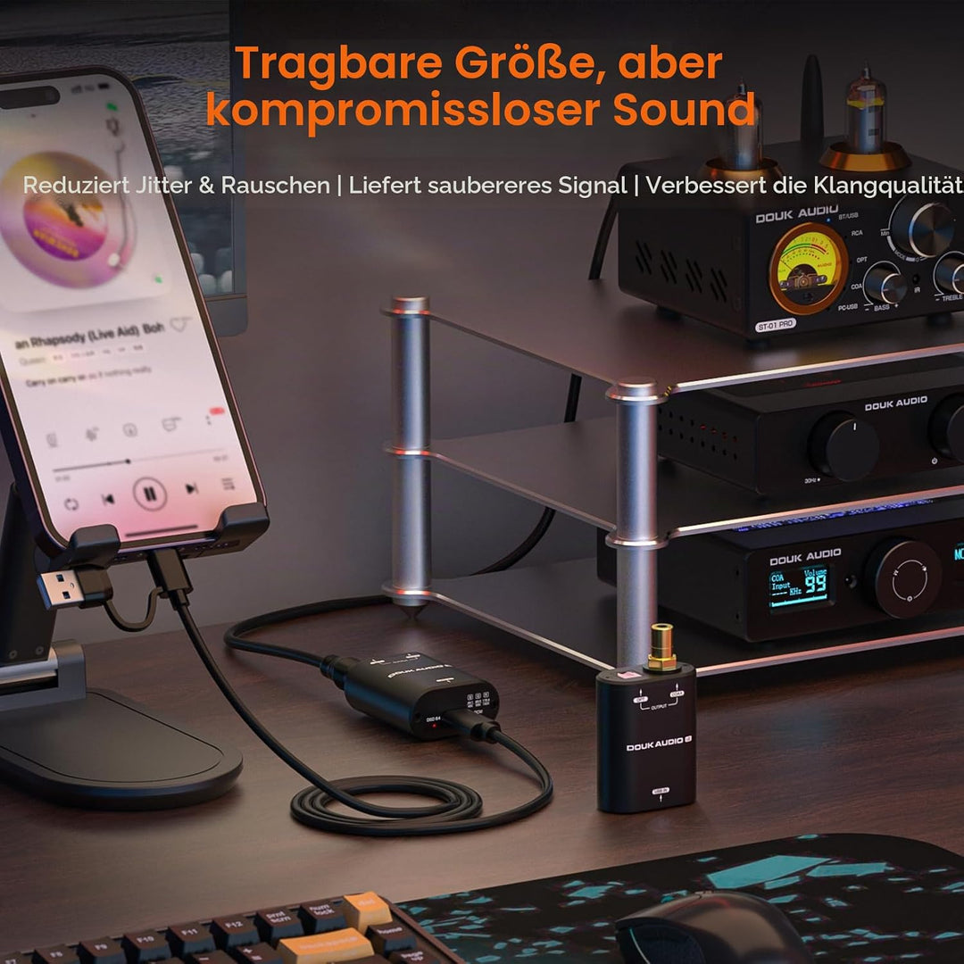 Douk Audio U2 USB Konverter XMOS XU208 Digitale Schnittstelle TOSLINK Koaxial DOP SPDIF Adapter DSD6